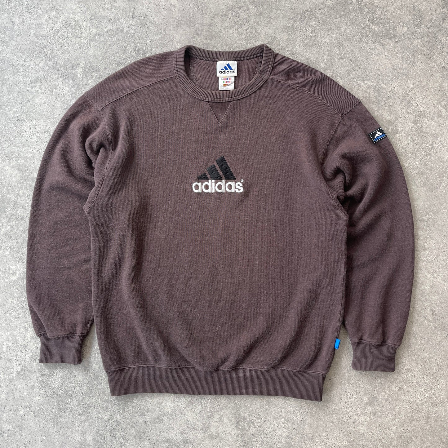 Adidas RARE 1990s heavyweight embroidered ribbed sweatshirt (M)