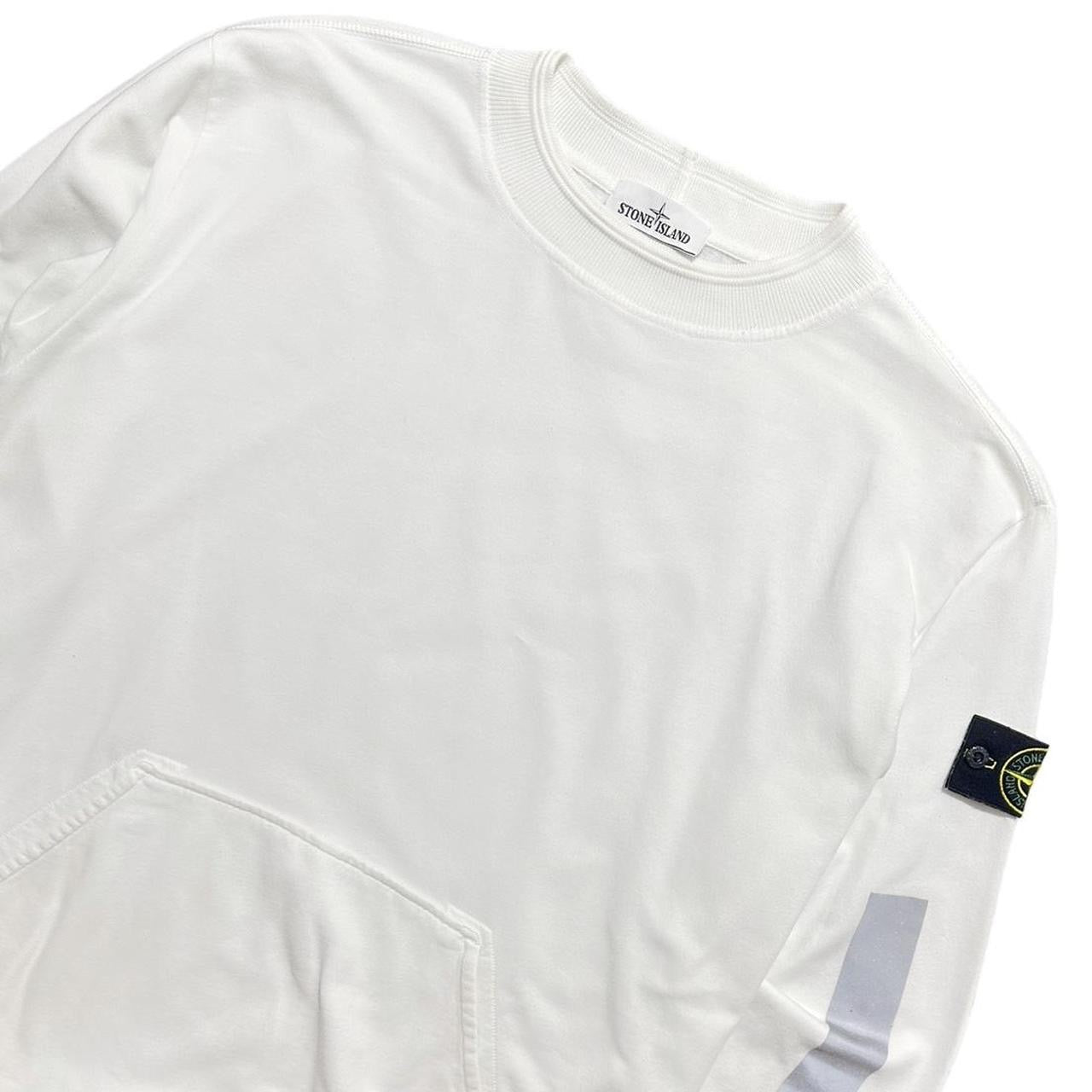 Stone Island Reflective Strip White Crewneck