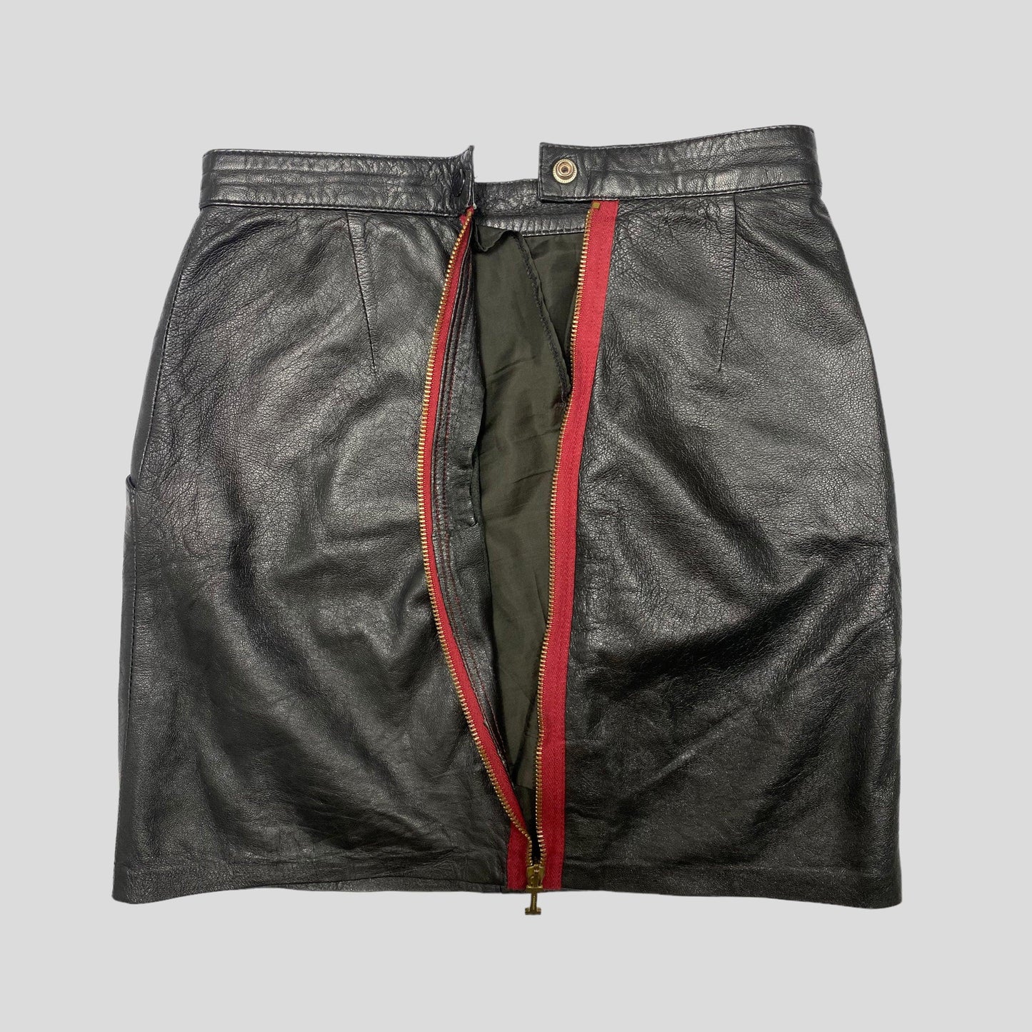Iceberg 90’s Leather Zipper Mini-Skirt - 6 (w26)