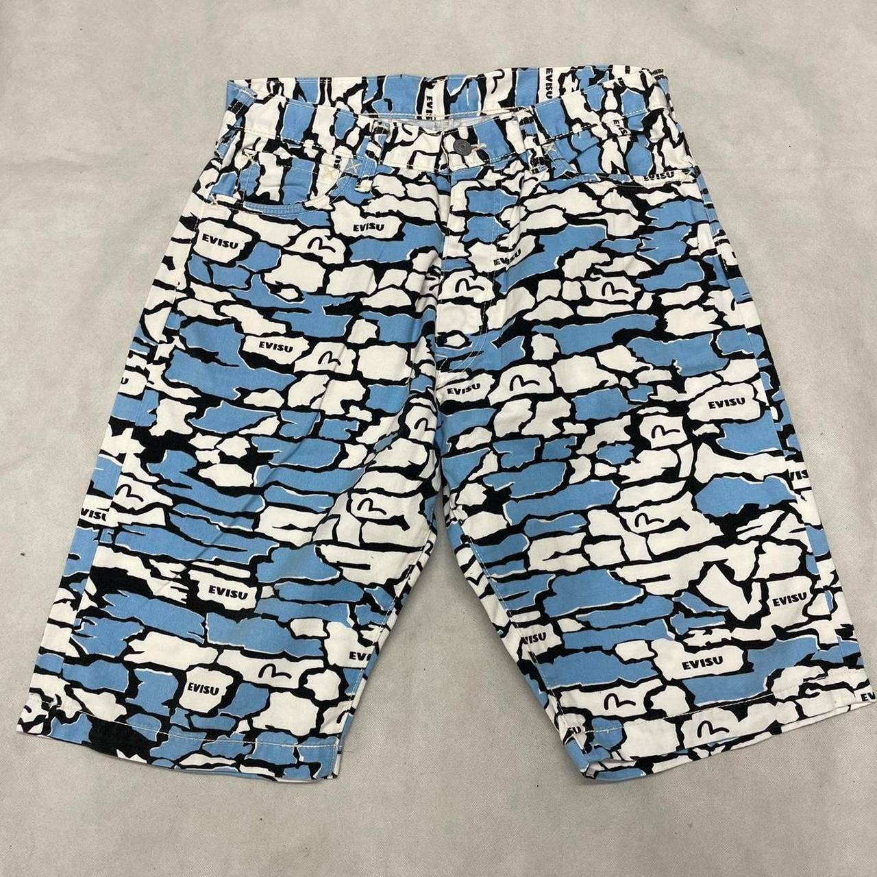 Evisu Ishigaki Camo Blue Shorts ( W32 )