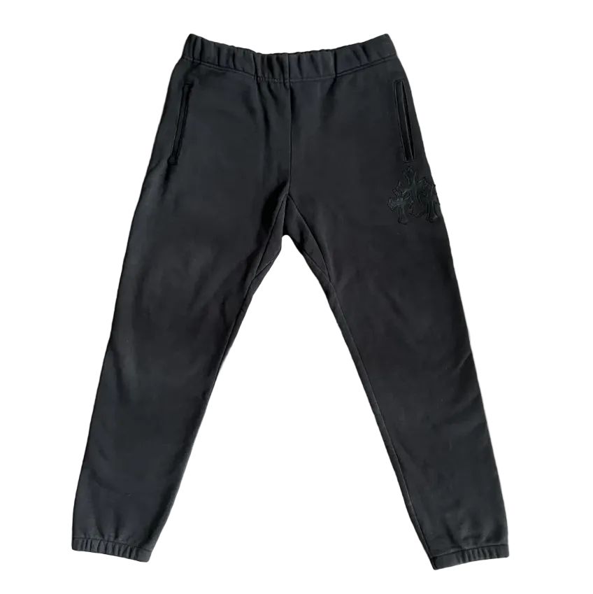 Chrome Hearts Paper Jam Cemetery Cross Patch Sweatpants | Medium, Black