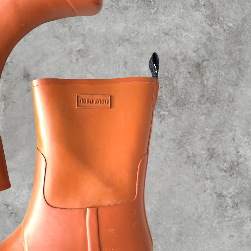 Miu Miu Rain Boots - Size 8 | DEFAULT TITLE, Orange
