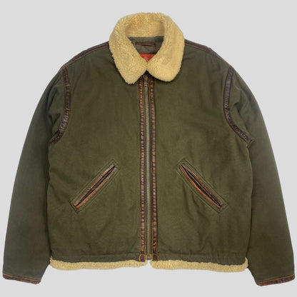 Avirex 80’s Nylon & Leather MA2 Aviator Bomber Jacket - M | Medium, Multicoloured