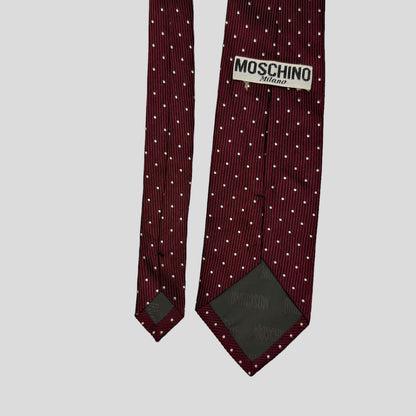 Moschino 80’s Silk Polkadot Tie | O/S, Burgundy
