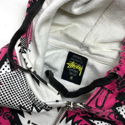 Stüssy Cartoon Monogram Hoodie In Pink ( M )