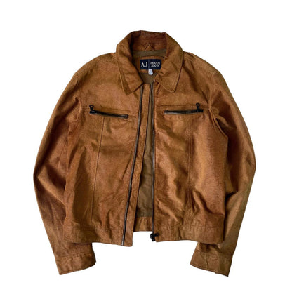 Armani Jeans Tan Snakeskin Leather Jacket - Known Source