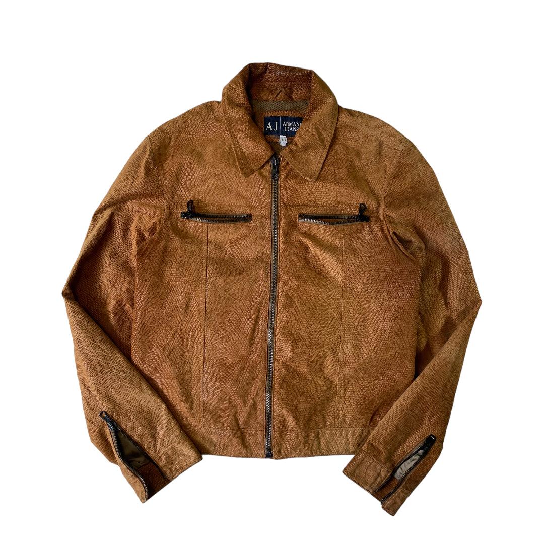 Armani Jeans Tan Snakeskin Leather Jacket - Known Source