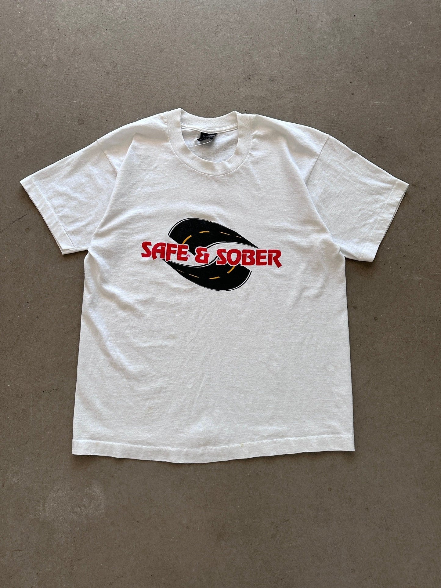 1990's Safe & Sober T-Shirt - L | Large, Red