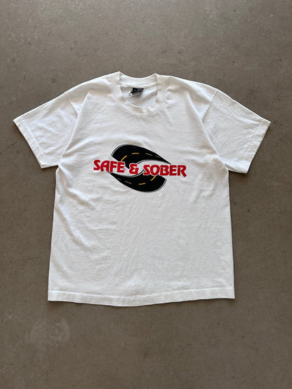 1990's Safe & Sober T-Shirt - L | Large, Red