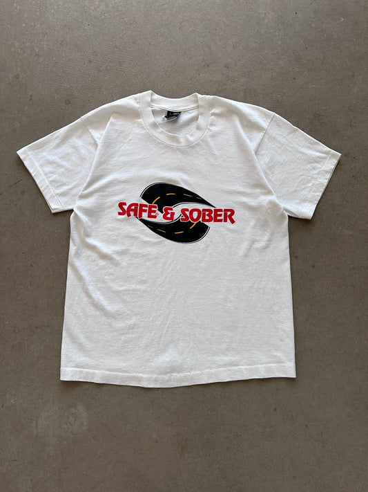 1990's Safe & Sober T-Shirt - L | Large, Red