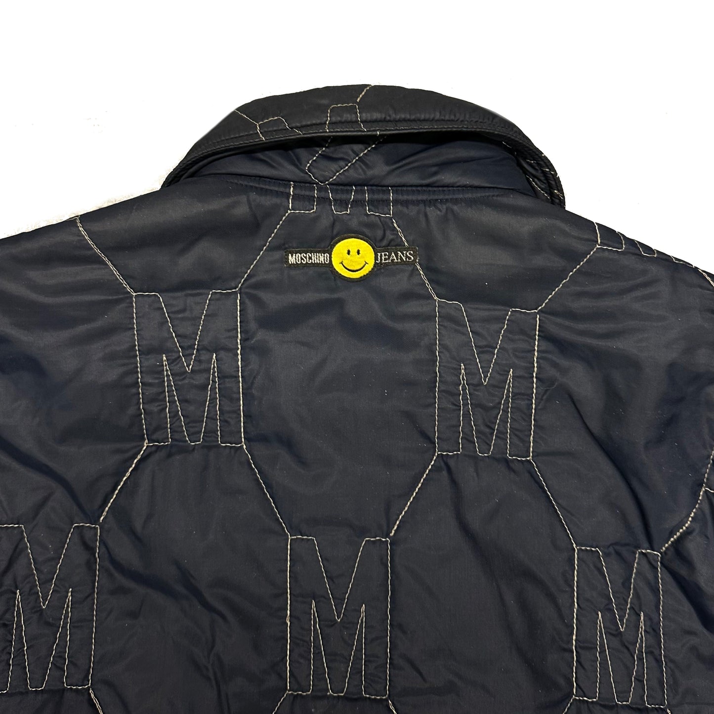 Moschino Monogram Embroidered Nylon Quilted Jacket ( L )