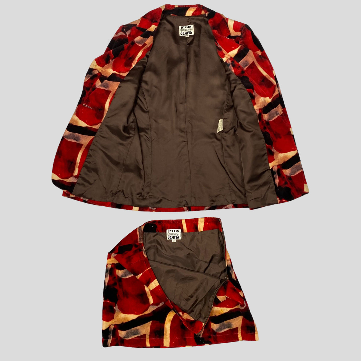 Iceberg Jeans 90’s Velvet Blazer & Skirt Set - 6/8 | 6, Red