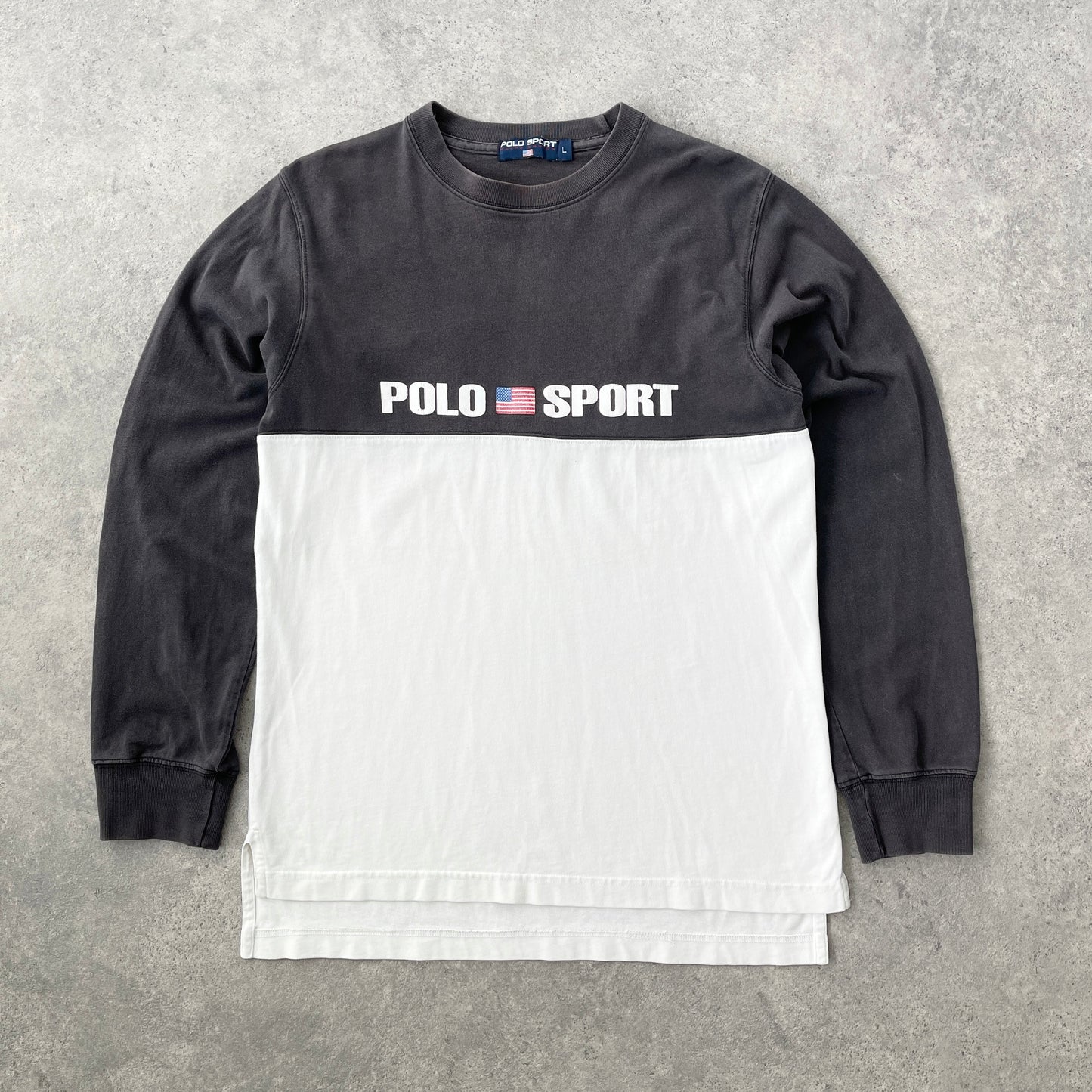 Polo Sport Ralph Lauren 1990s spellout colour block t-shirt (L)