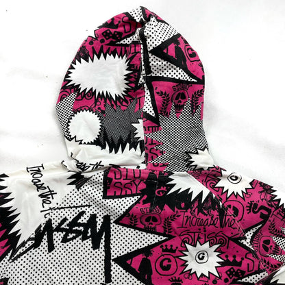 Stüssy Cartoon Monogram Hoodie In Pink ( M )