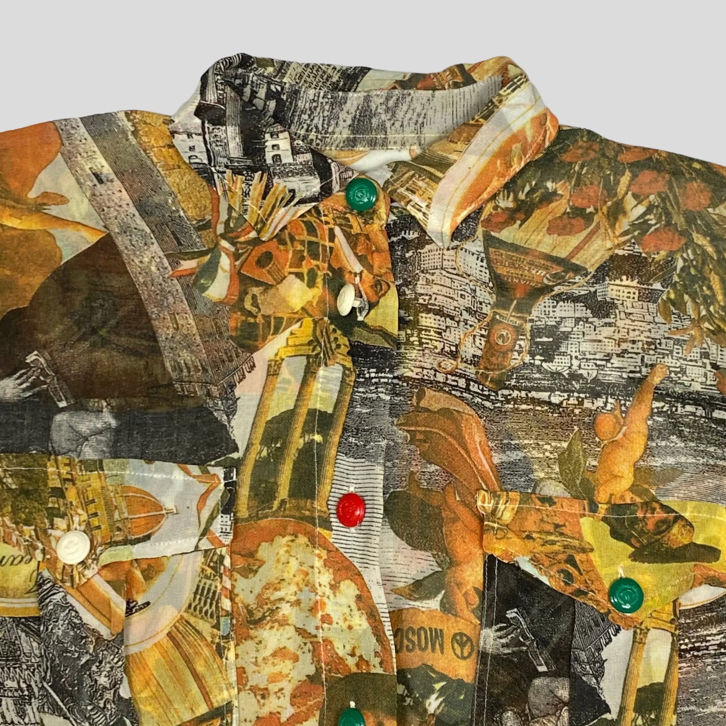 Moschino Jeans early 90’s Semi-sheer Italy Print Shirt - M/L