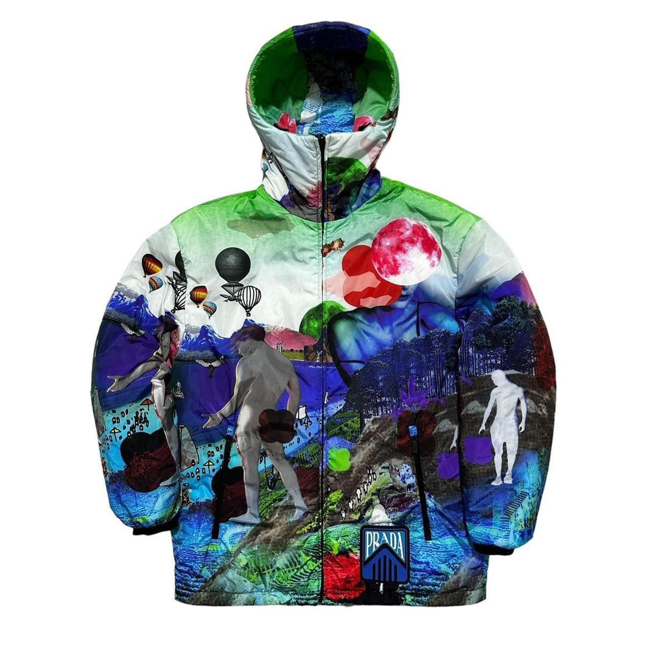 Prada Graphic Art Print Down Jacket