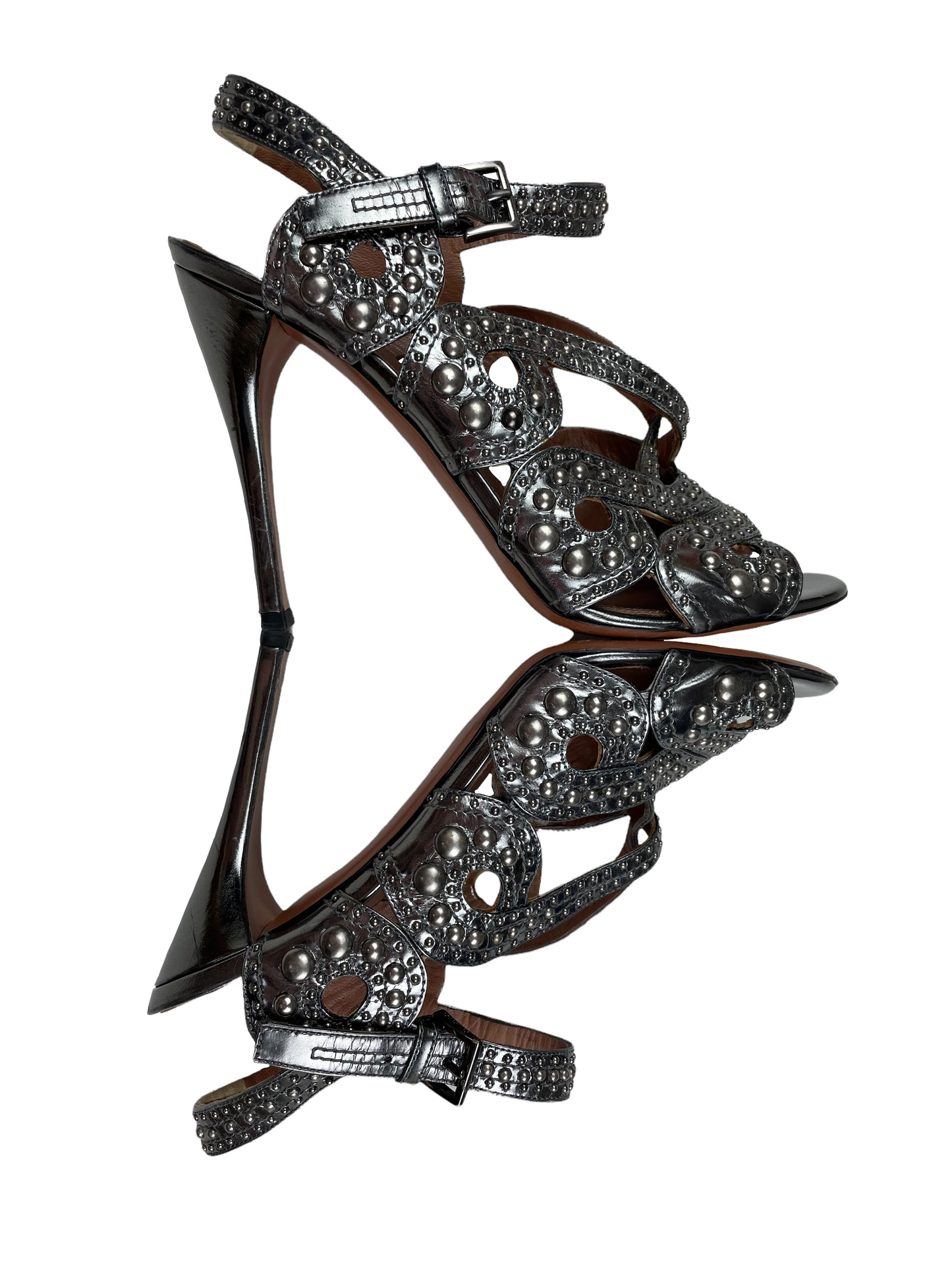 Azzedine Alaïa gunmetal grey stud heels