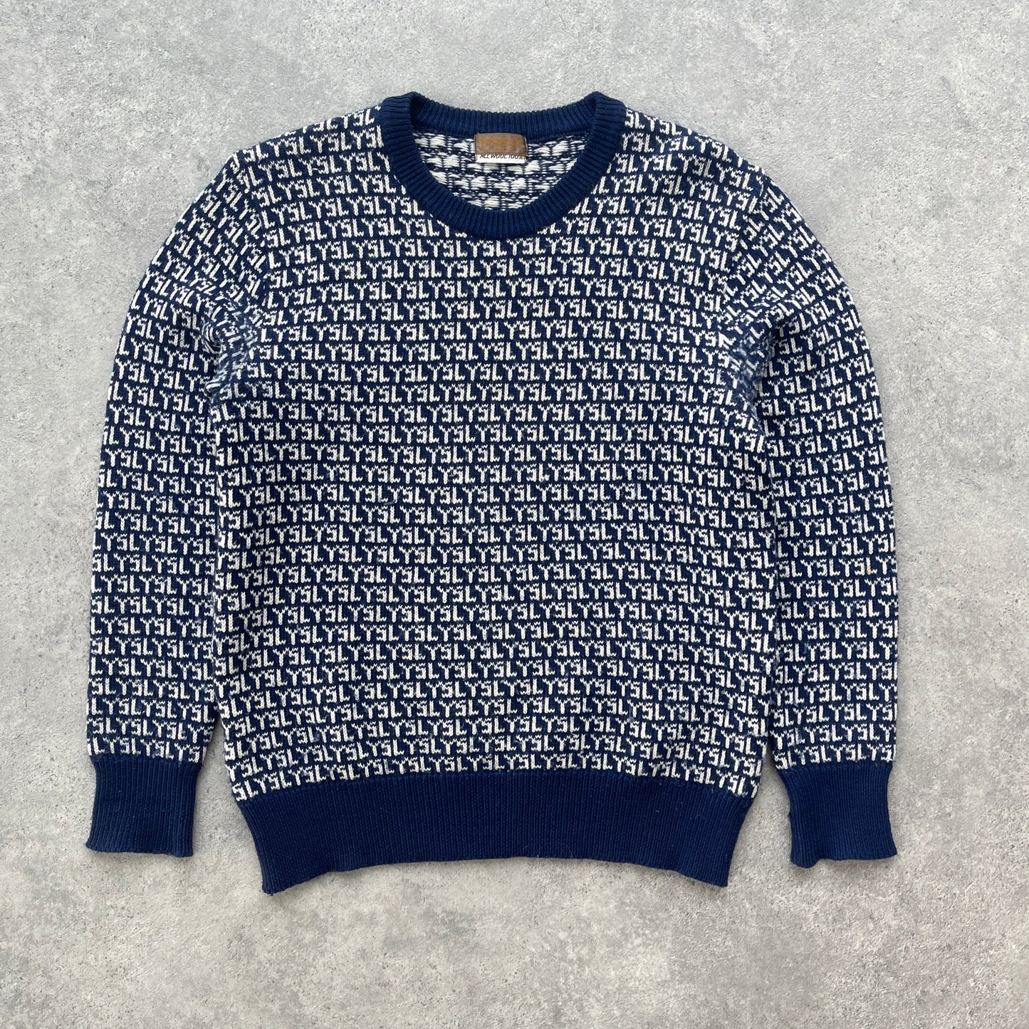 YSL RARE 1990s heavyweight monogram knitted jumper (S)