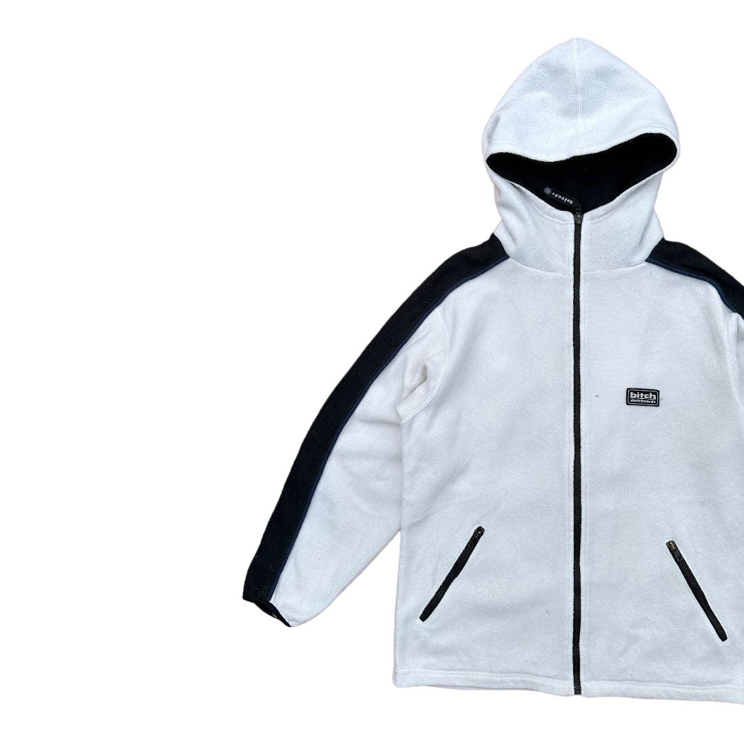 Bitch Skateboard White Fleece Hooded Jacket - Known Source