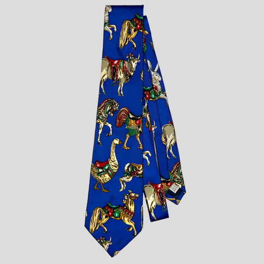 Moschino Jeans 1995 Circus Silk Tie - OS | O/S, Blue