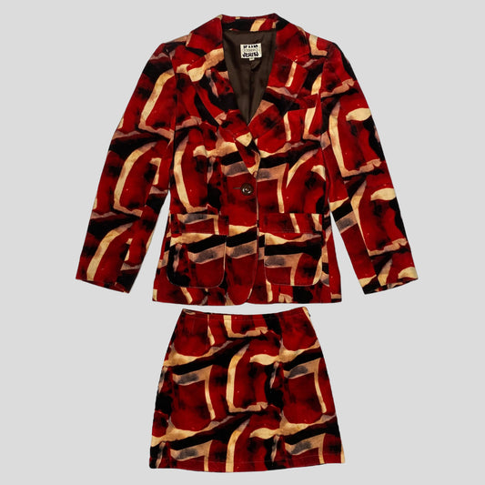 Iceberg Jeans 90’s Velvet Blazer & Skirt Set - 6/8 | 6, Red