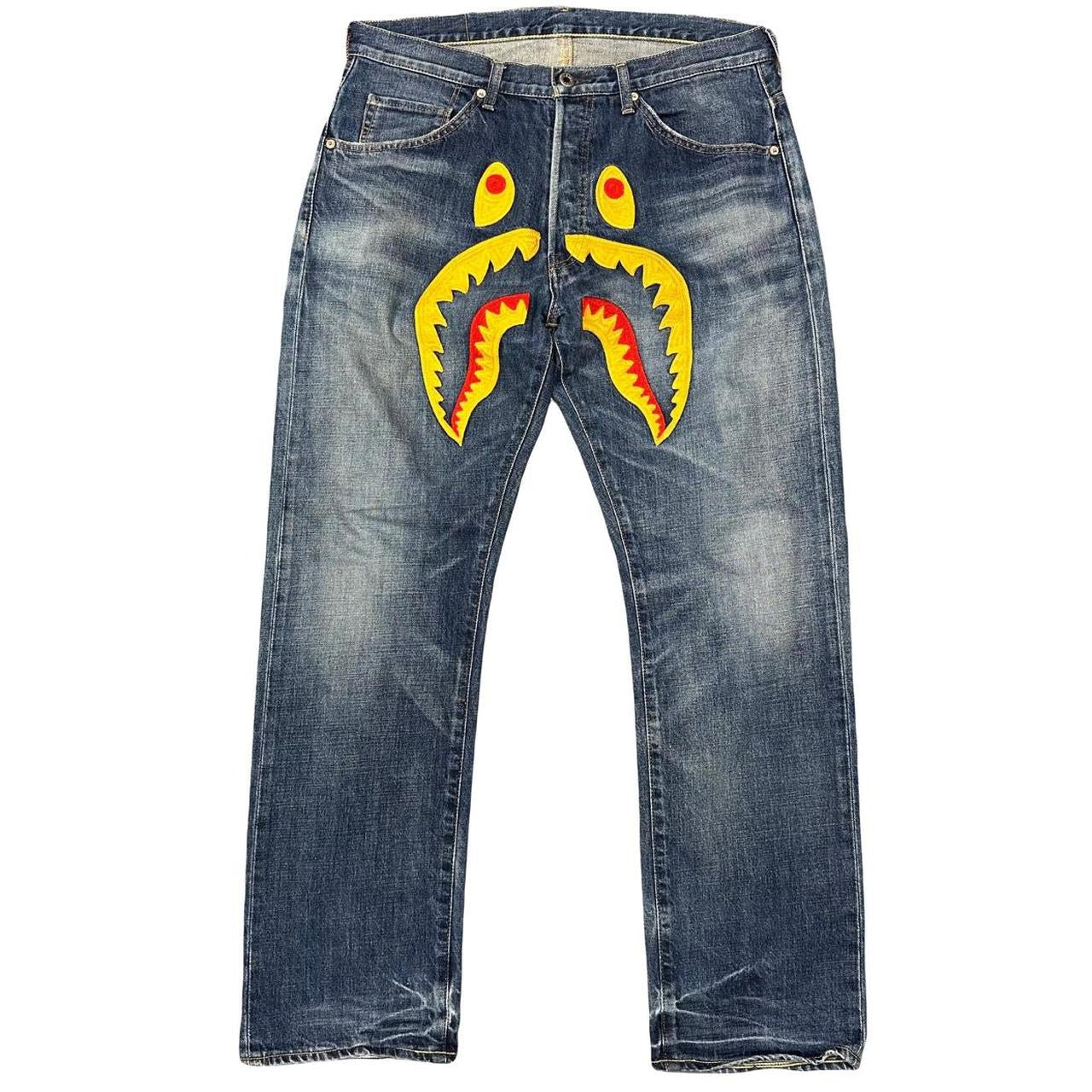 Bape WGM Embroidered Shark Head Jeans ( M / W32 )