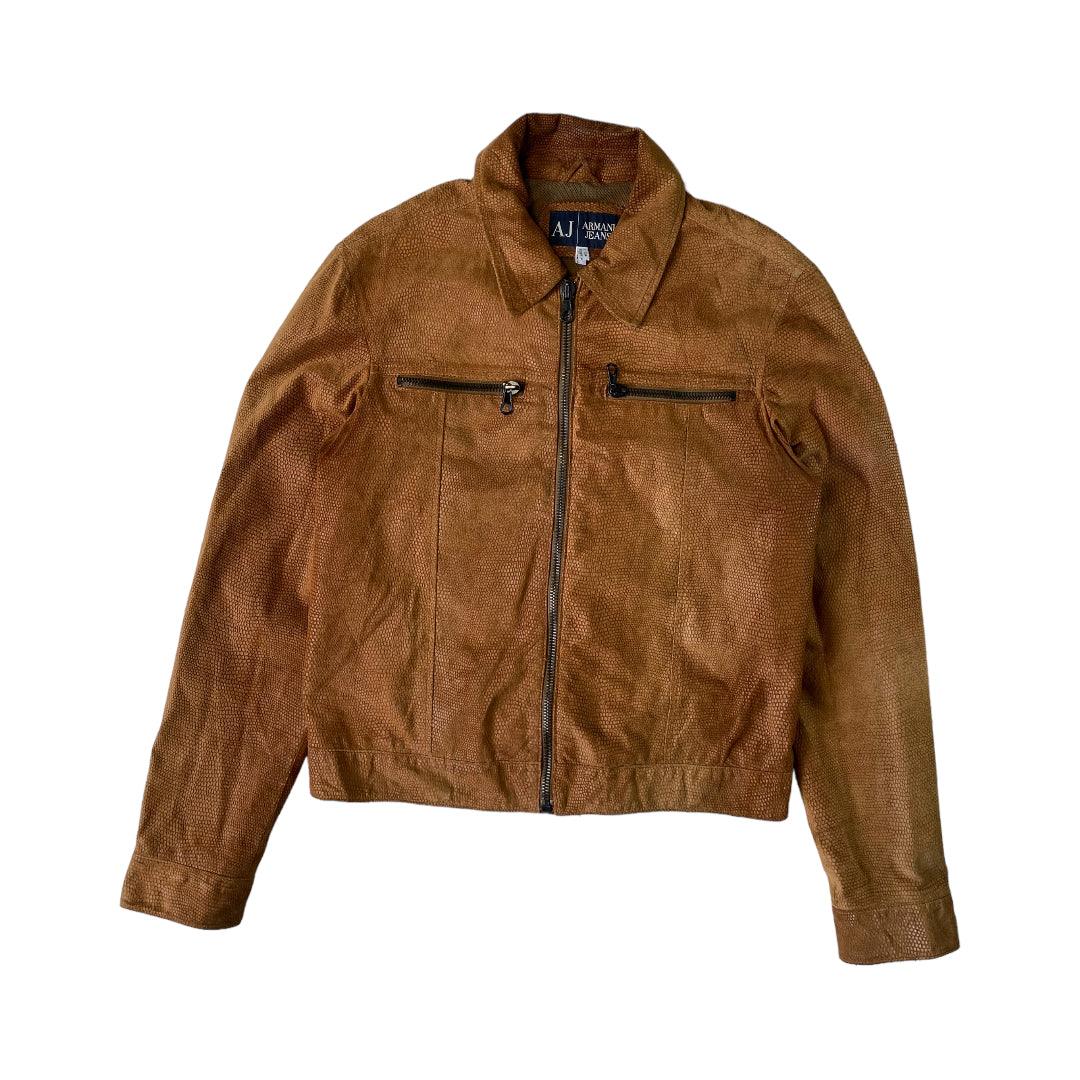 Armani Jeans Tan Snakeskin Leather Jacket - Known Source