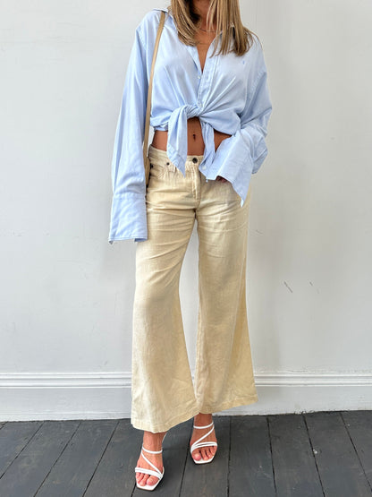 Armani Jeans Low Rise Pure Linen Flared Trousers - W29