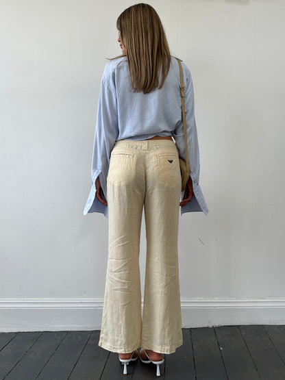 Armani Jeans Low Rise Pure Linen Flared Trousers - W29