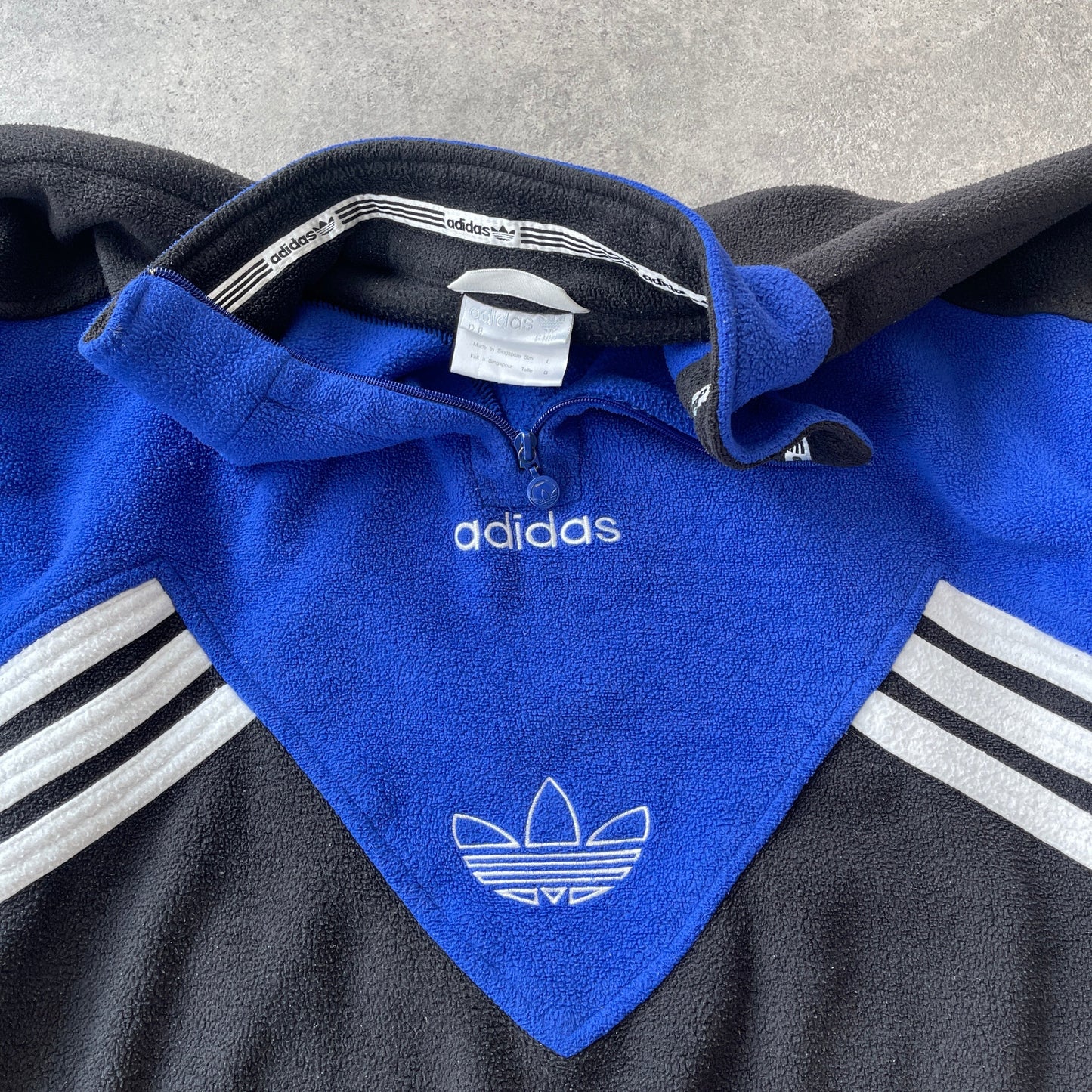 Adidas RARE 1990s 1/4 zip heavyweight colour block fleece jacket (XL)