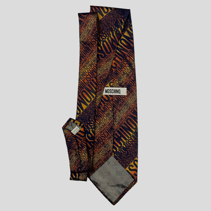 Moschino 90’s Monogram Silk Tie | O/S, Blue