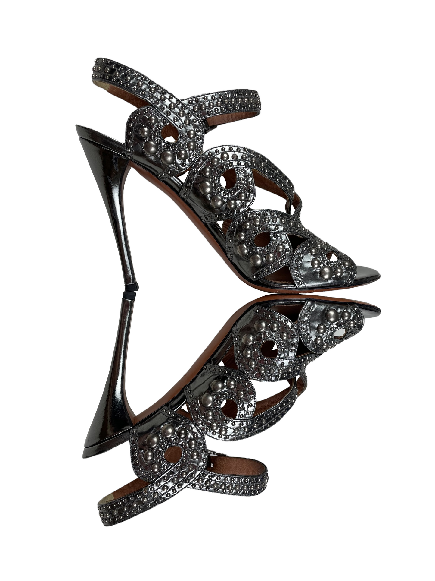 Azzedine Alaïa gunmetal grey stud heels