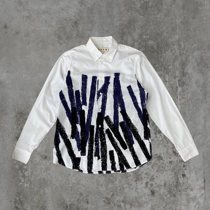 MARNI ABSTRACT PRINT WHITE SHIRT - L/XL