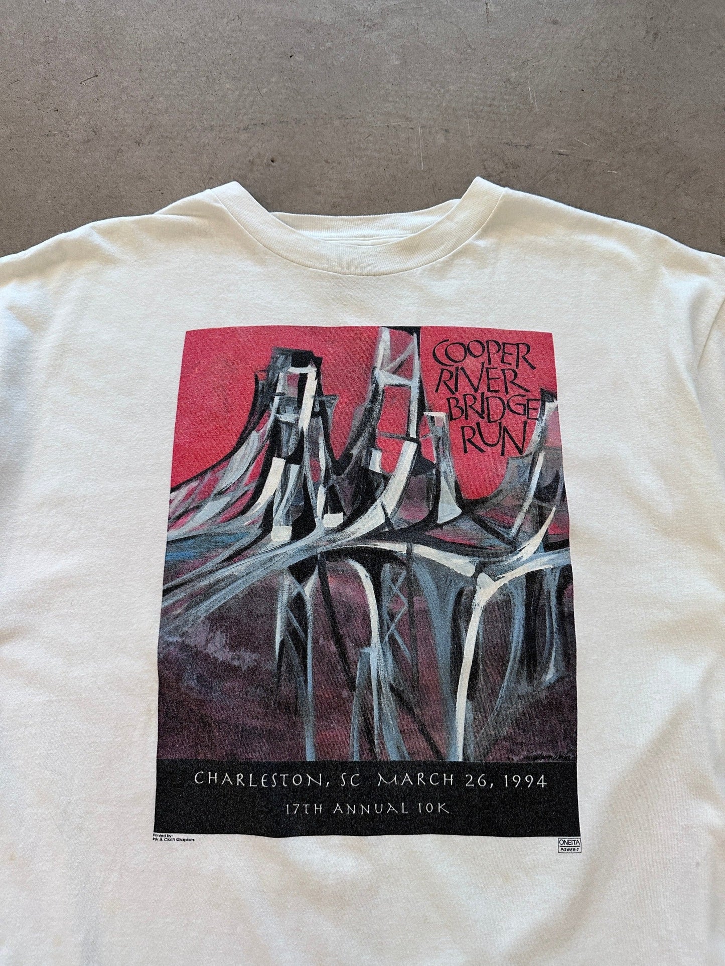 1994 Cooper River Bridge 10K Run T-Shirt - XL | X-Large, Red