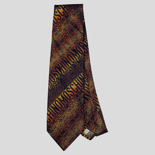 Moschino 90’s Monogram Silk Tie | O/S, Blue