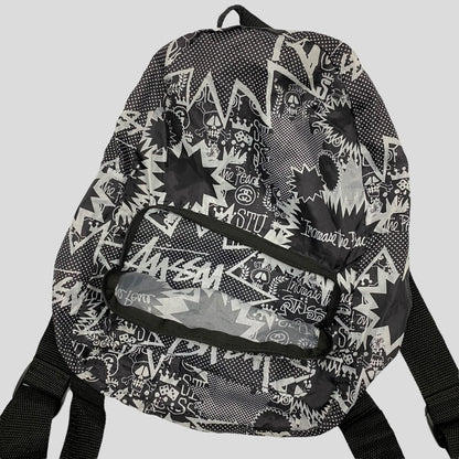 Stussy 00’s Comic Print Nylon Backpack