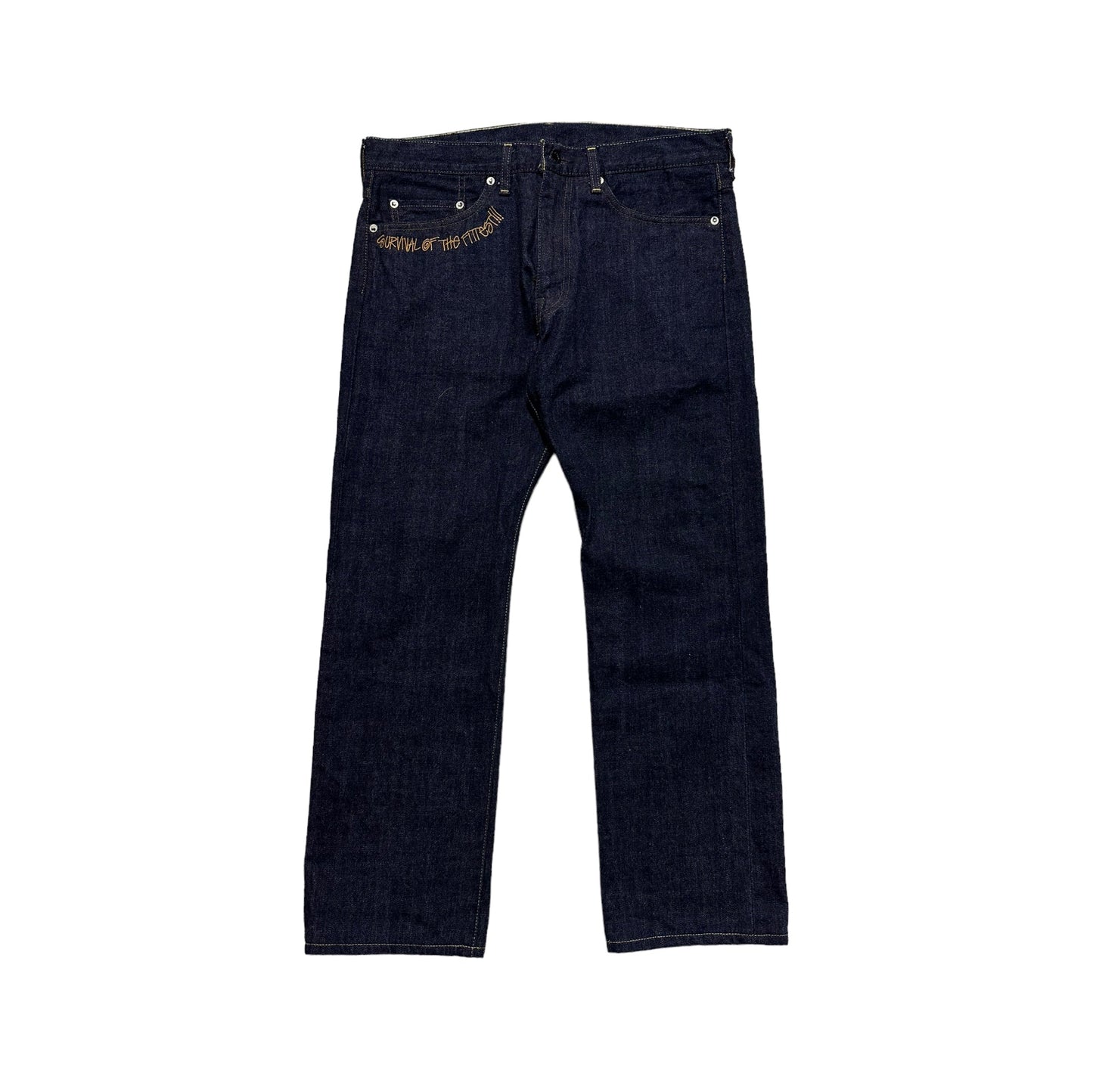 Stussy x Bape Contrast Stitching Logo Denim Jeans