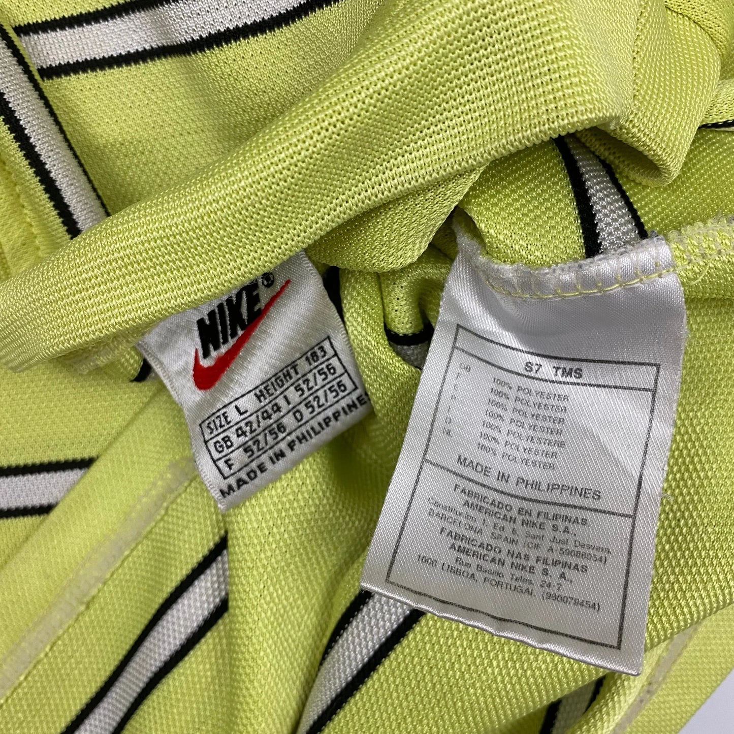 Nike 90’s Striped Swoosh Neon Tee  - L