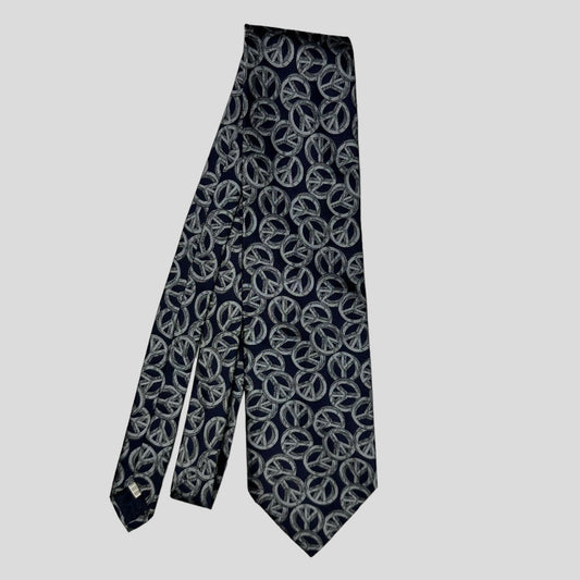 Moschino 90’s Silk Peace Print Tie | O/S, Tan