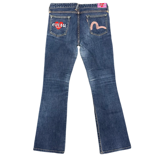 Evisu Selvedge Jeans With Loveheart Embroidery ( W28 )