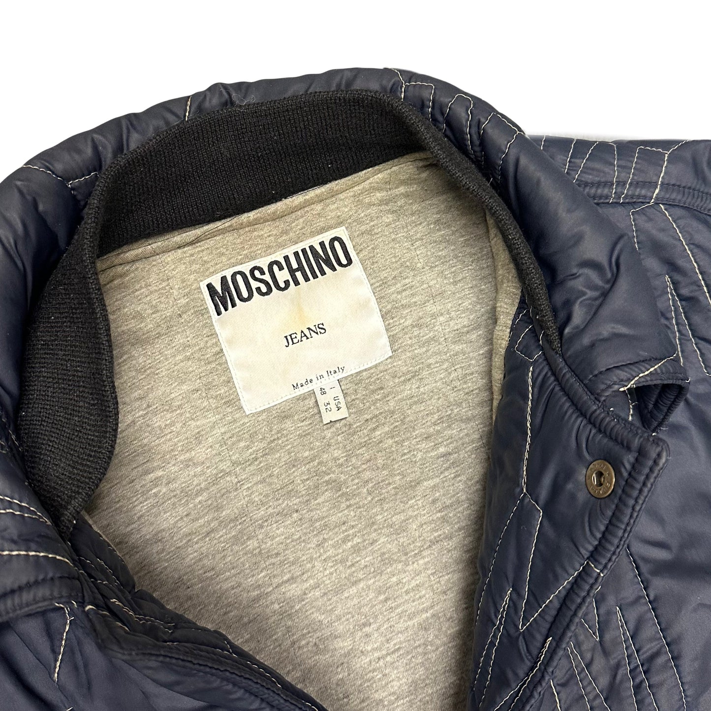 Moschino Monogram Embroidered Nylon Quilted Jacket ( L )