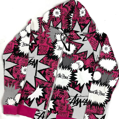 Stüssy Cartoon Monogram Hoodie In Pink ( M )