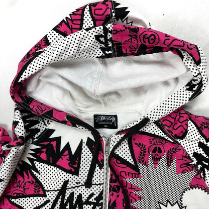 Stüssy Cartoon Monogram Hoodie In Pink ( M )