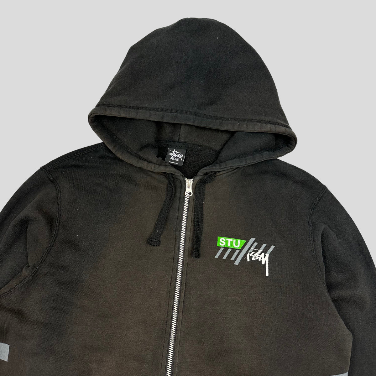 Stussy 00’s Split Logo Zip Up Hoodie - M | Medium, Black
