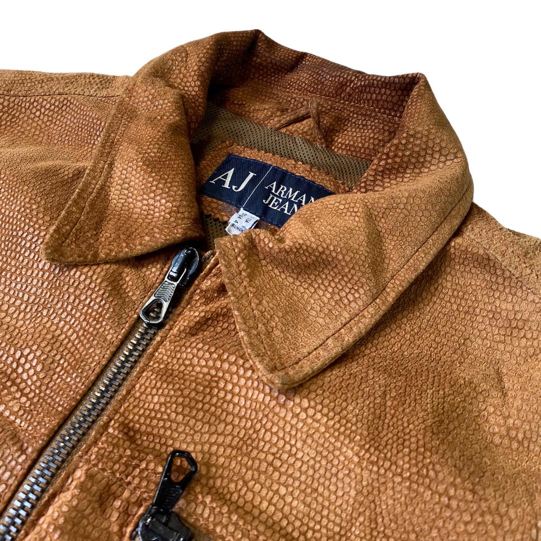 Armani Jeans Tan Snakeskin Leather Jacket