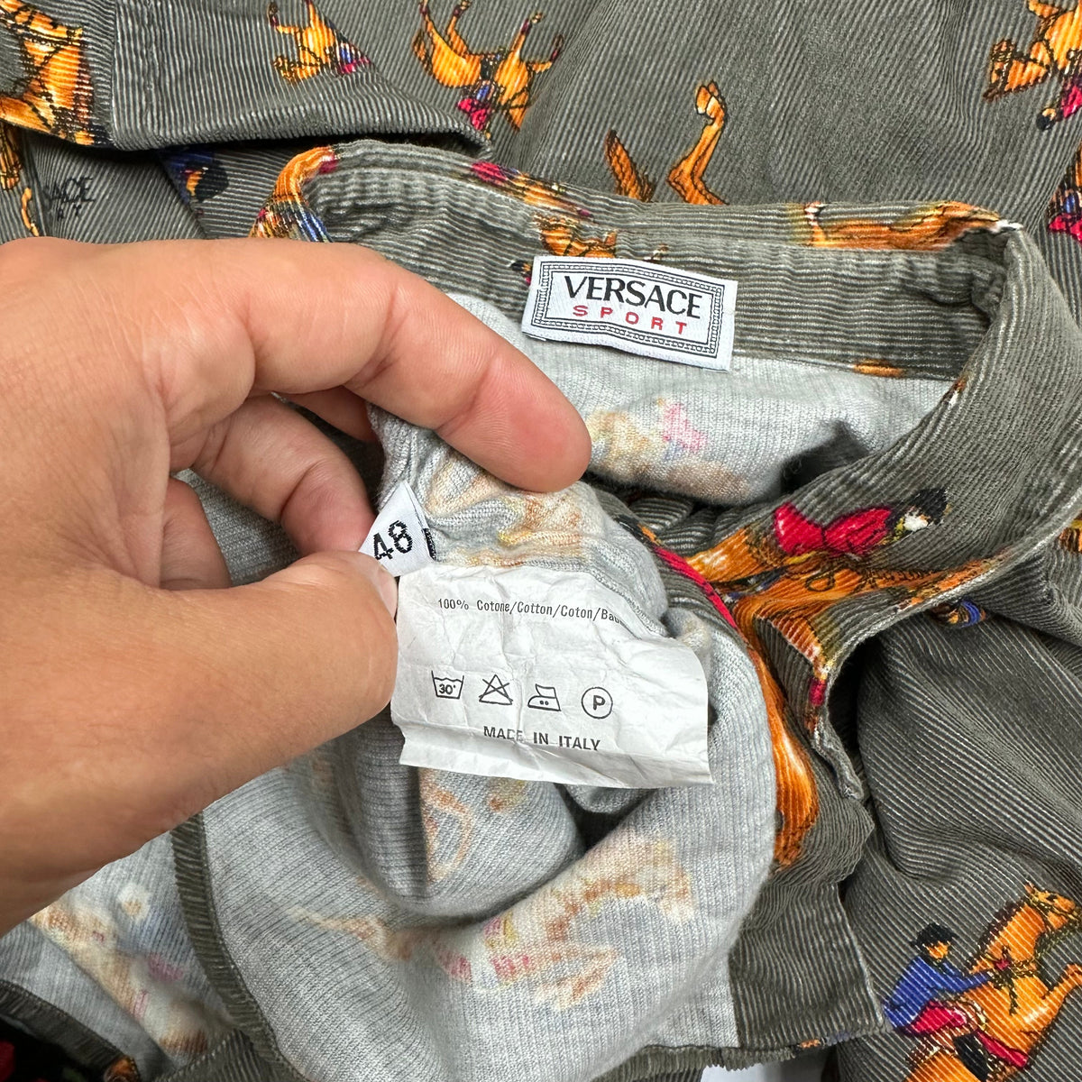 Versace Sport 90’s Corduroy Horses Double Pocket Shirt - L | Grey