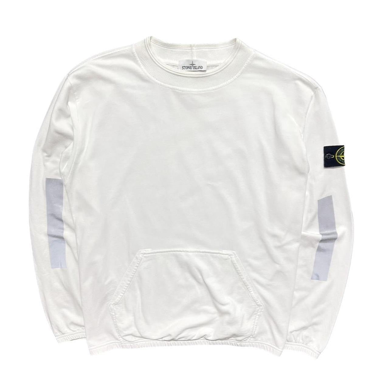 Stone Island Reflective Strip White Crewneck