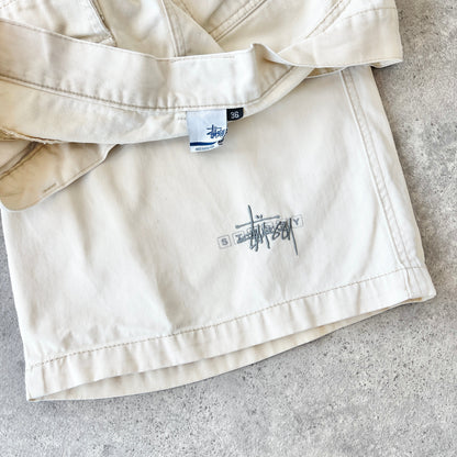 Stussy 2000s script spellout cream jorts (36”)