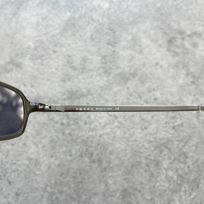 Prada 2000s olive spellout oval sunglasses