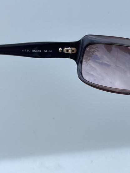 Loewe rectangle sunglasses with thick black frames and dark lenses, stylish and modern eye protection accessory.